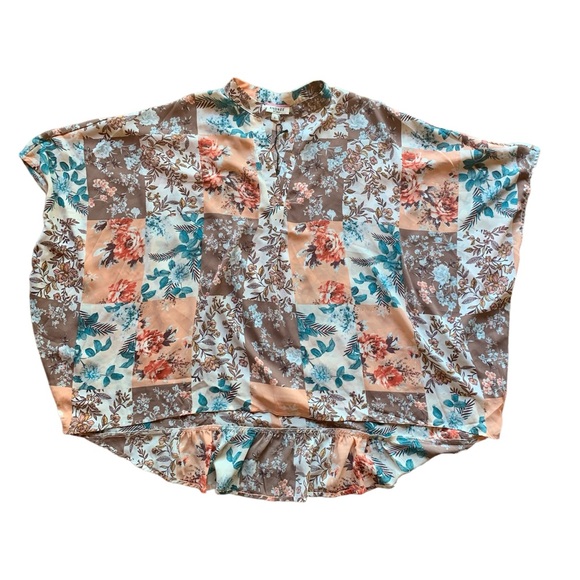 New Andree patchwork print womens blouse size large flowy loose relaxed fall - Picture 4 of 11